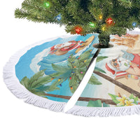 Tropical Christmas Funny Santa Tree Skirt Beach Vacation