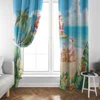 Tropical Christmas Funny Santa Window Curtain Beach Vacation