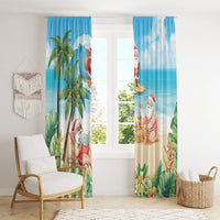 Tropical Christmas Funny Santa Window Curtain Beach Vacation