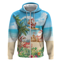 Tropical Christmas Funny Santa Zip Hoodie Beach Vacation