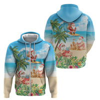 Tropical Christmas Funny Santa Zip Hoodie Beach Vacation