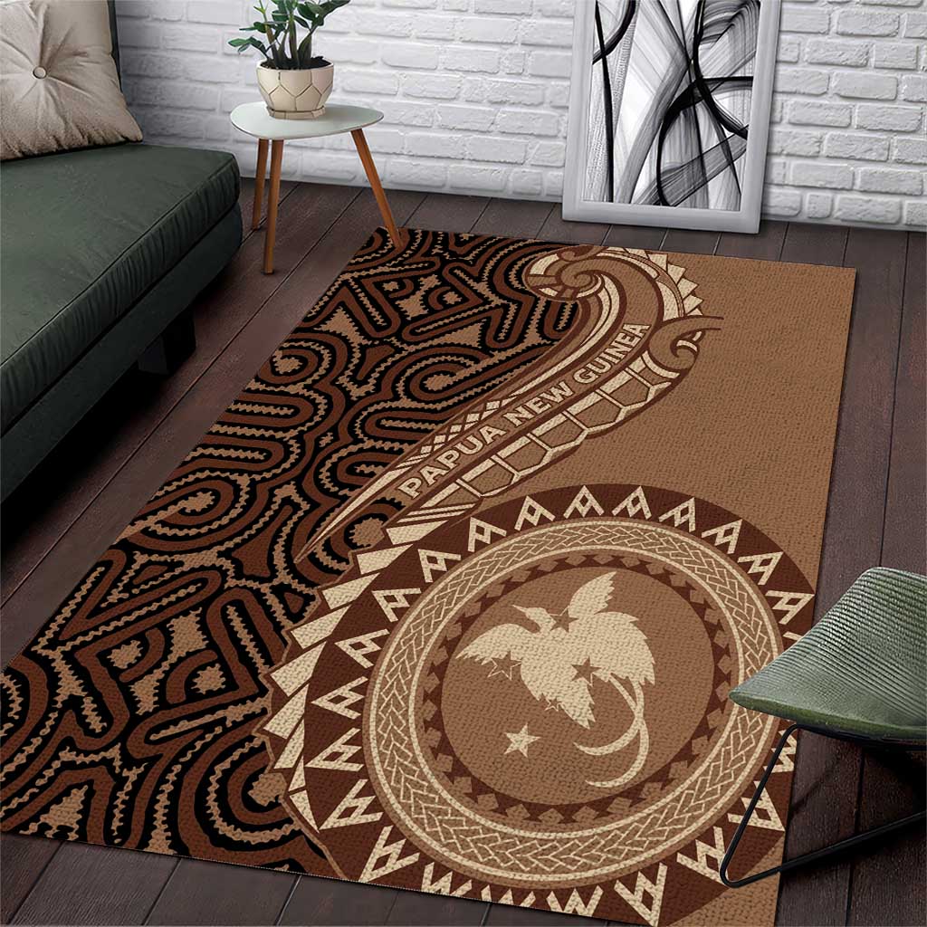 Papua New Guinea Oro Tapa Motif Area Rug Classic LT7 Brown - Polynesian Pride