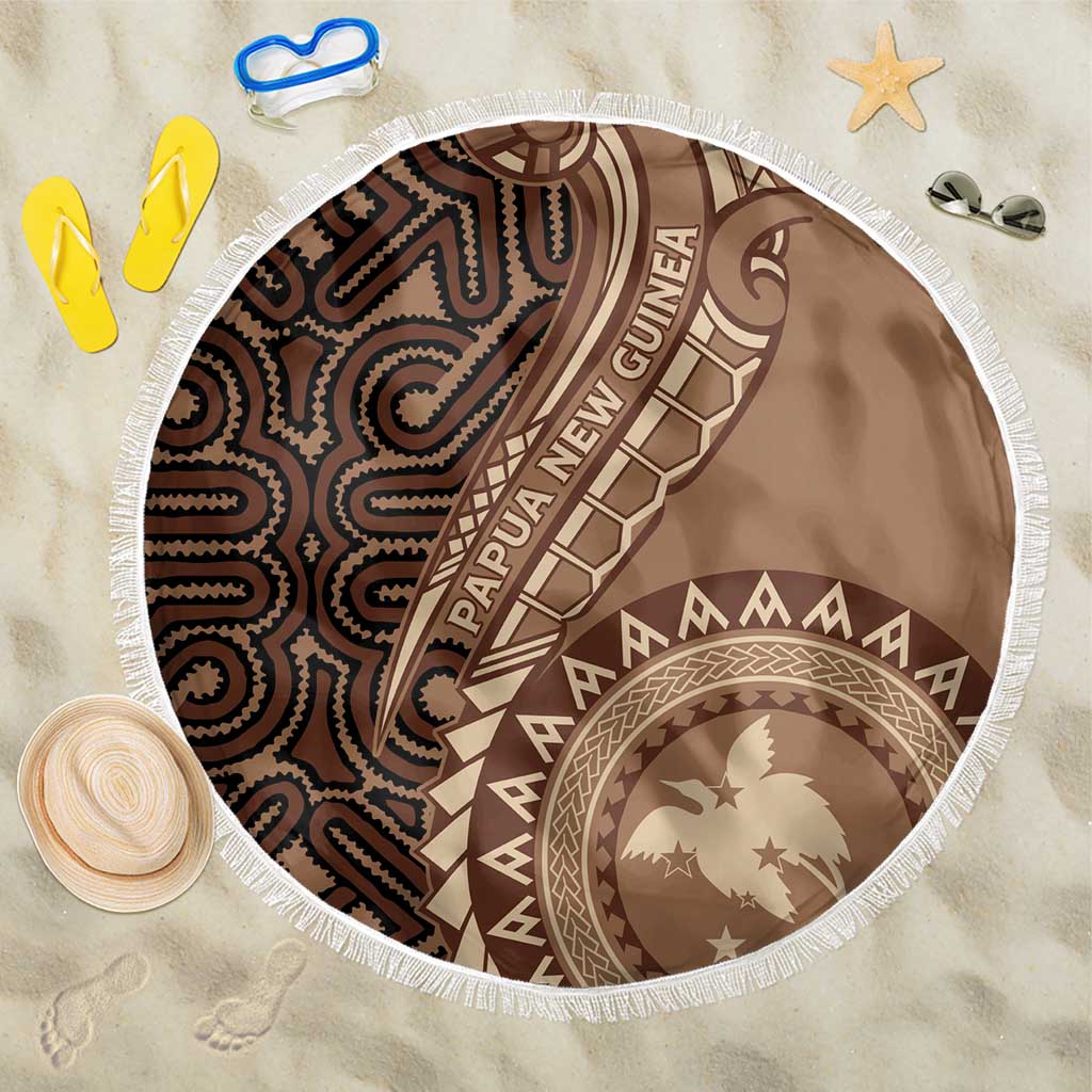Papua New Guinea Oro Tapa Motif Beach Blanket Classic LT7 One Size 150cm Brown - Polynesian Pride