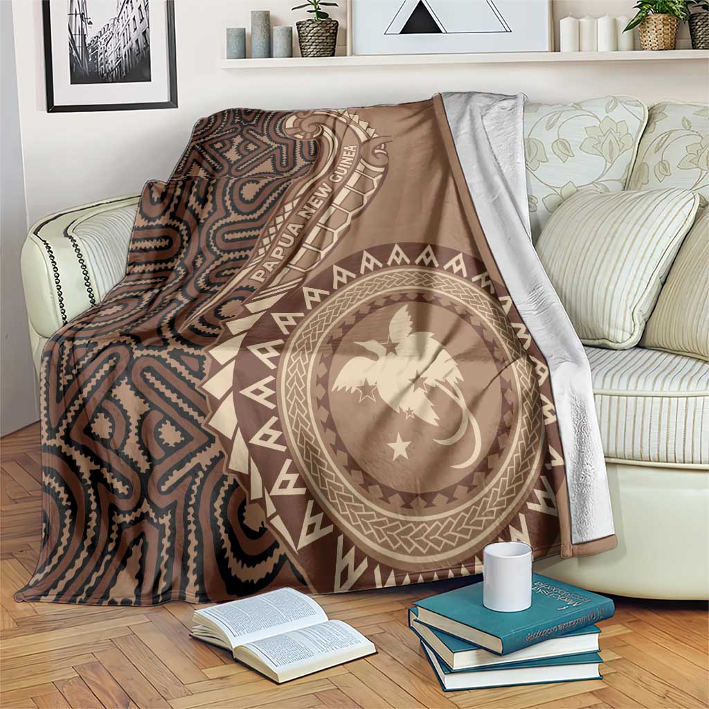 Papua New Guinea Oro Tapa Motif Blanket Classic LT7 Brown - Polynesian Pride