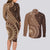 Papua New Guinea Oro Tapa Motif Couples Matching Long Sleeve Bodycon Dress and Long Sleeve Button Shirt Classic