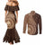 Papua New Guinea Oro Tapa Motif Couples Matching Mermaid Dress and Long Sleeve Button Shirt Classic