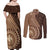 Papua New Guinea Oro Tapa Motif Couples Matching Off Shoulder Maxi Dress and Long Sleeve Button Shirt Classic