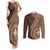 Papua New Guinea Oro Tapa Motif Couples Matching Tank Maxi Dress and Long Sleeve Button Shirt Classic