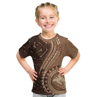 Papua New Guinea Oro Tapa Motif Kid T Shirt Classic LT7 Brown - Polynesian Pride