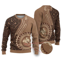 Papua New Guinea Oro Tapa Motif Ugly Christmas Sweater Classic LT7 Brown - Polynesian Pride