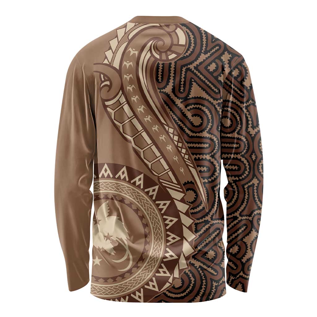 Papua New Guinea Oro Tapa Motif Long Sleeve Shirt Classic LT7 - Polynesian Pride