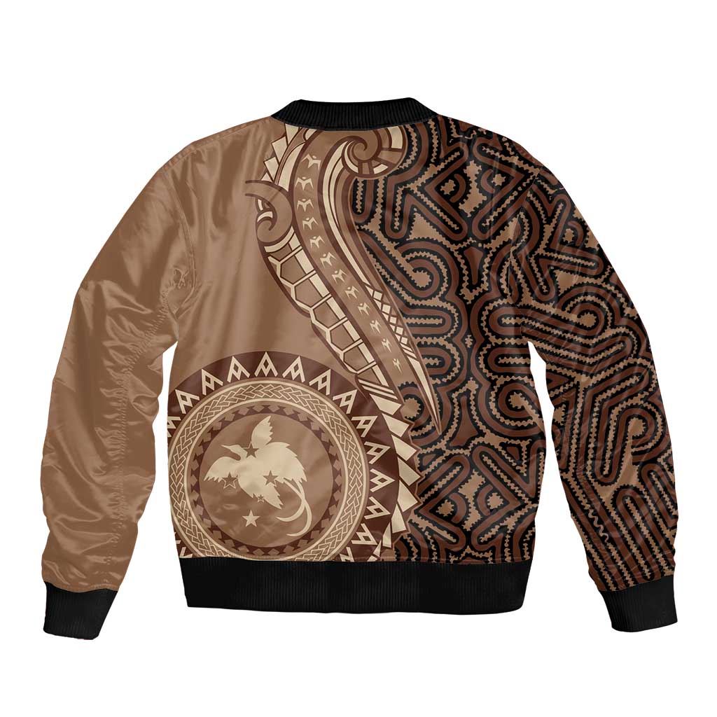 Papua New Guinea Oro Tapa Motif Sleeve Zip Bomber Jacket Classic LT7 - Polynesian Pride