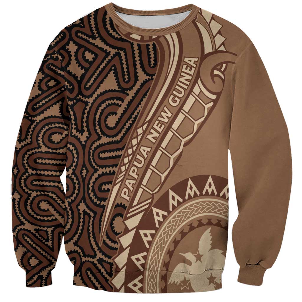Papua New Guinea Oro Tapa Motif Sweatshirt Classic LT7 Unisex Brown - Polynesian Pride