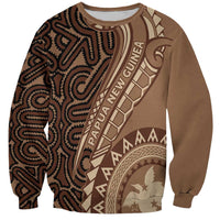 Papua New Guinea Oro Tapa Motif Sweatshirt Classic LT7 Unisex Brown - Polynesian Pride