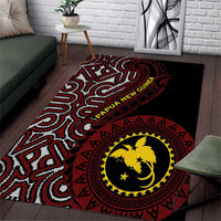 Papua New Guinea Oro Tapa Motif Area Rug Special LT7 Black - Polynesian Pride