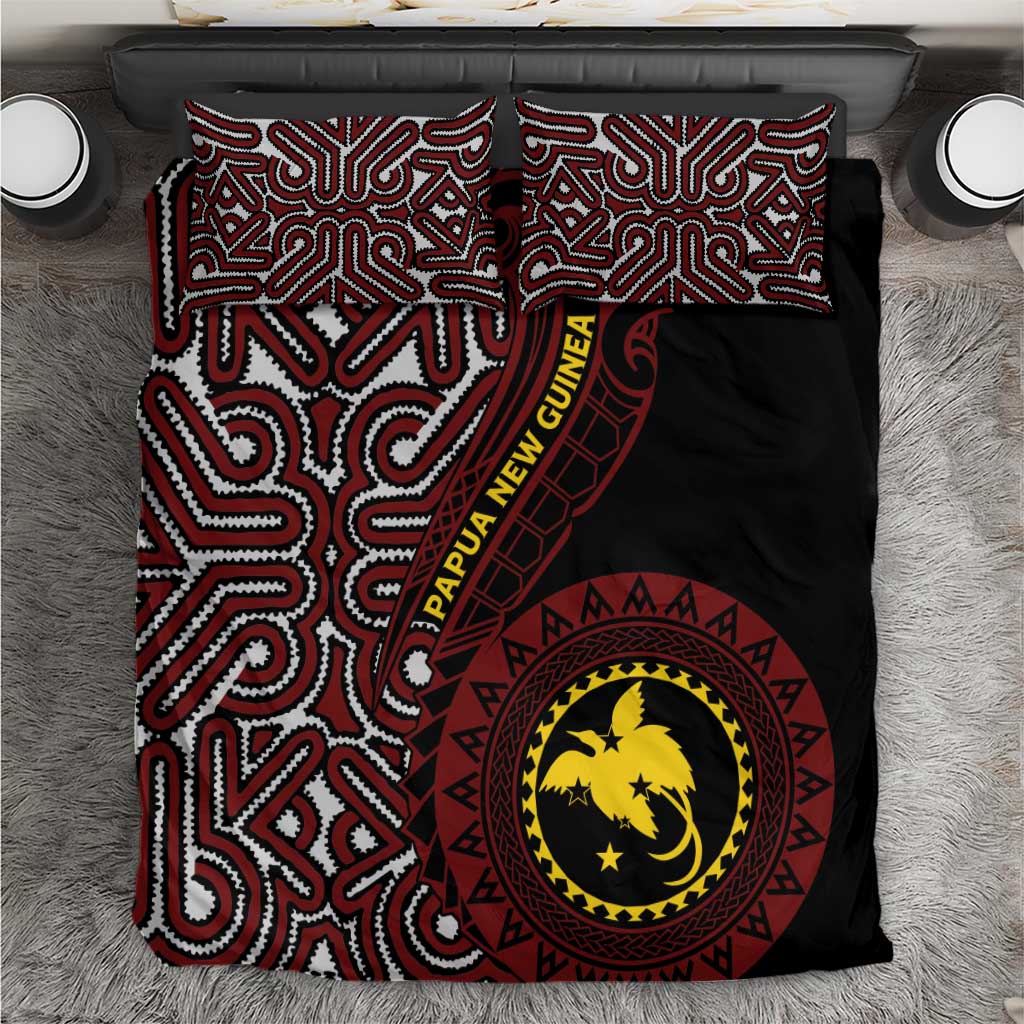 Papua New Guinea Oro Tapa Motif Bedding Set Special LT7 Black - Polynesian Pride