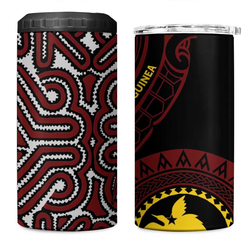 Papua New Guinea Oro Tapa Motif 4 in 1 Can Cooler Tumbler Special LT7 One Size: 16 oz Black - Polynesian Pride