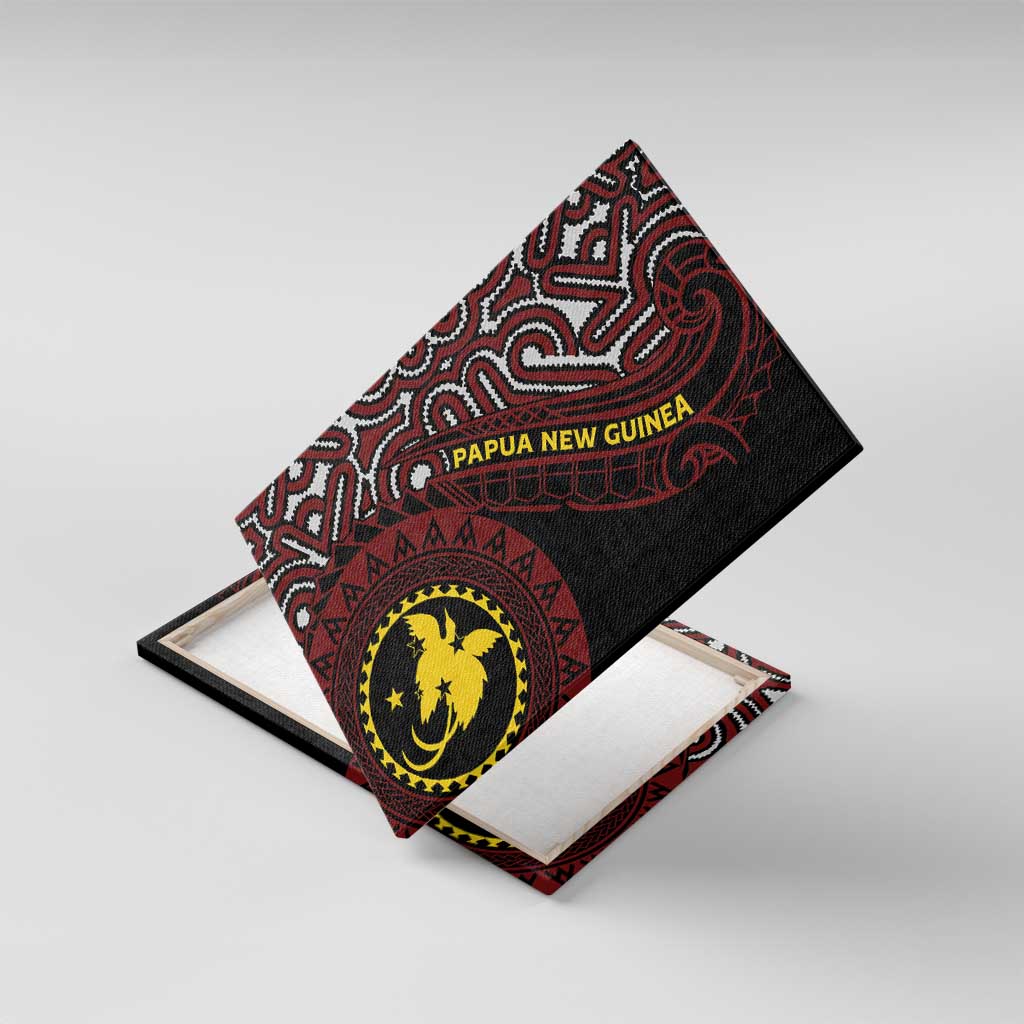 Papua New Guinea Oro Tapa Motif Canvas Wall Art Special LT7 With Frame Black - Polynesian Pride
