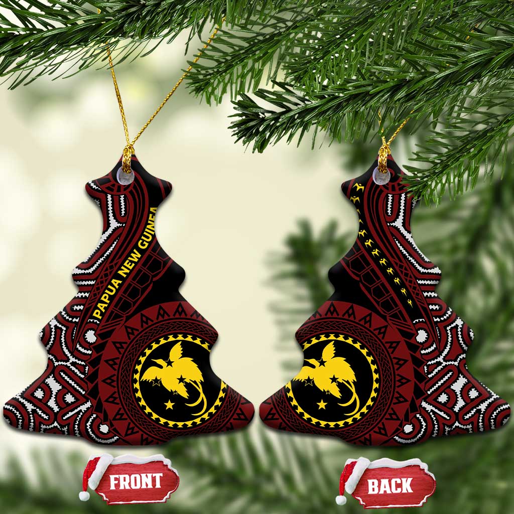 Papua New Guinea Oro Tapa Motif Ceramic Ornament Special LT7 Christmas Tree Black - Polynesian Pride