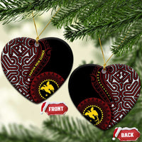 Papua New Guinea Oro Tapa Motif Ceramic Ornament Special LT7 Heart Black - Polynesian Pride