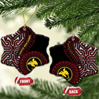 Papua New Guinea Oro Tapa Motif Ceramic Ornament Special LT7 Snow Flake Black - Polynesian Pride
