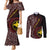 Papua New Guinea Oro Tapa Motif Couples Matching Mermaid Dress and Long Sleeve Button Shirt Special