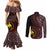 Papua New Guinea Oro Tapa Motif Couples Matching Mermaid Dress and Long Sleeve Button Shirt Special