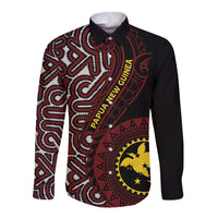 Papua New Guinea Oro Tapa Motif Long Sleeve Button Shirt Special LT7 Unisex Black - Polynesian Pride