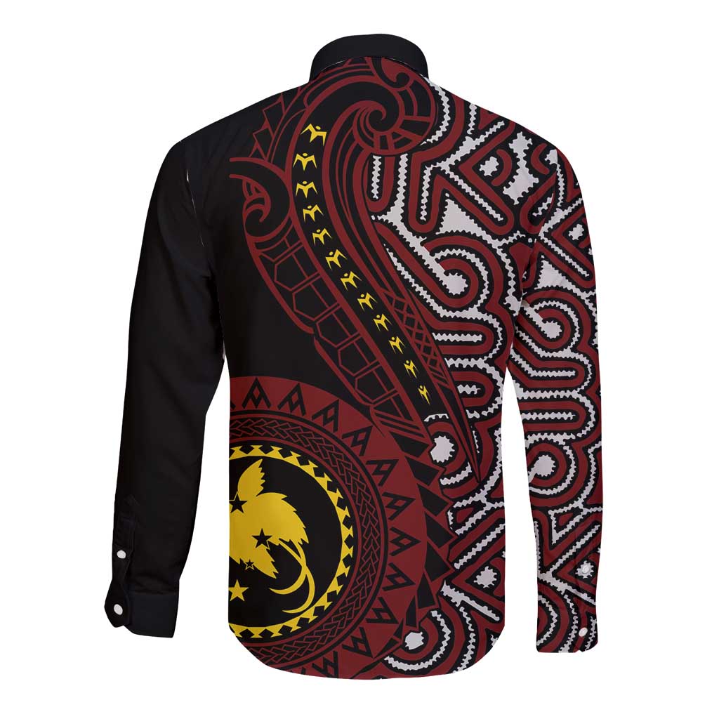 Papua New Guinea Oro Tapa Motif Long Sleeve Button Shirt Special LT7 - Polynesian Pride