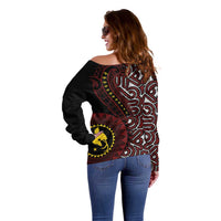 Papua New Guinea Oro Tapa Motif Off Shoulder Sweater Special LT7 - Polynesian Pride
