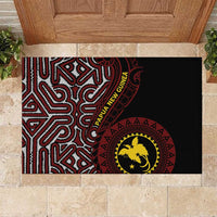 Papua New Guinea Oro Tapa Motif Rubber Doormat Special LT7 Black - Polynesian Pride