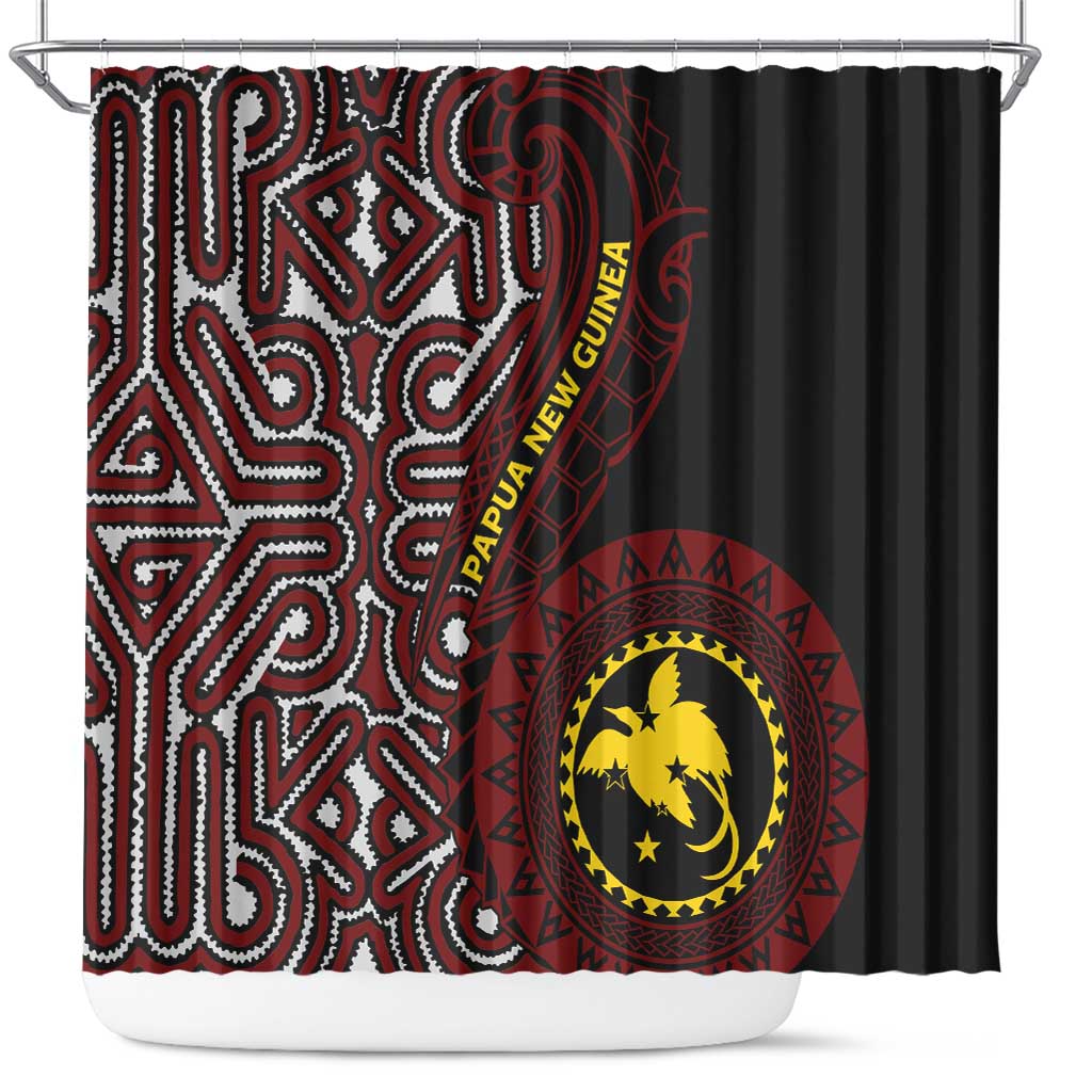 Papua New Guinea Oro Tapa Motif Shower Curtain Special LT7 Black - Polynesian Pride