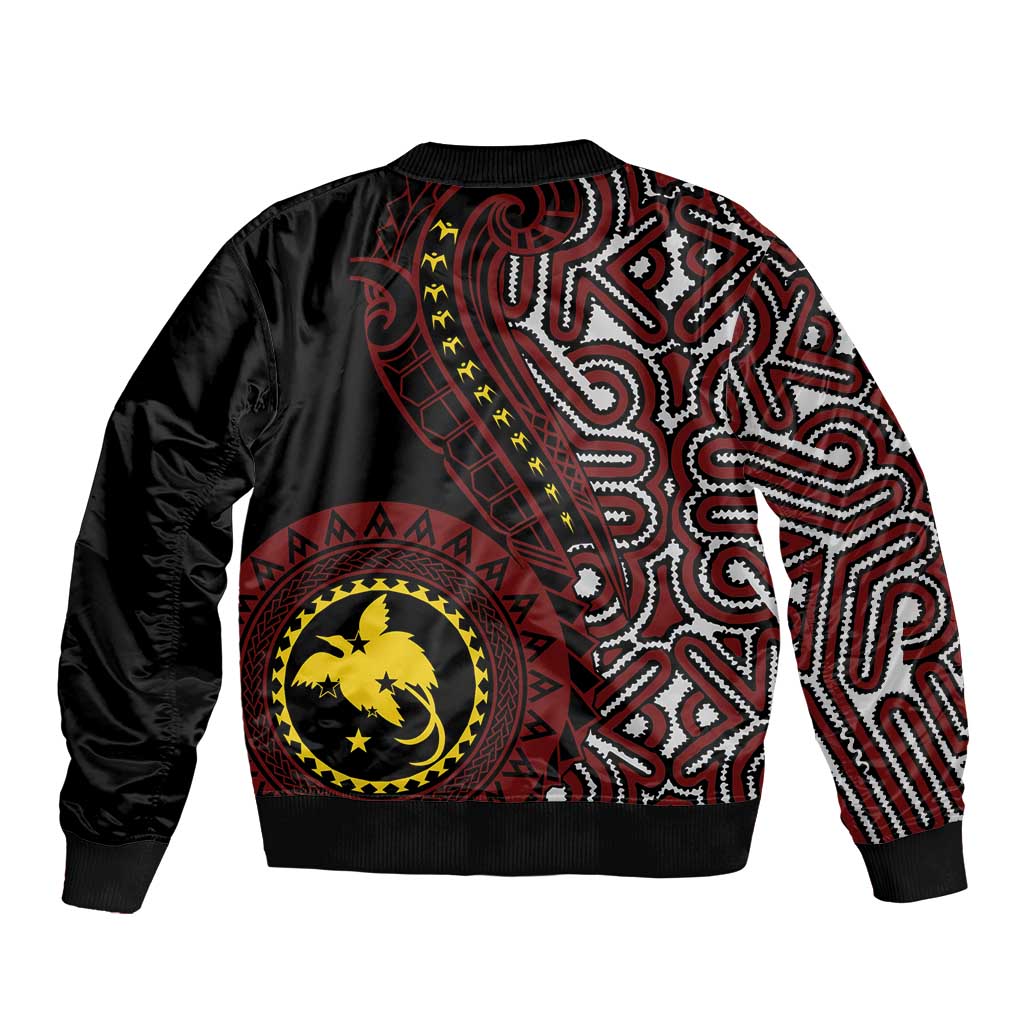 Papua New Guinea Oro Tapa Motif Sleeve Zip Bomber Jacket Special LT7 - Polynesian Pride