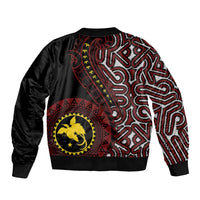 Papua New Guinea Oro Tapa Motif Sleeve Zip Bomber Jacket Special LT7 - Polynesian Pride