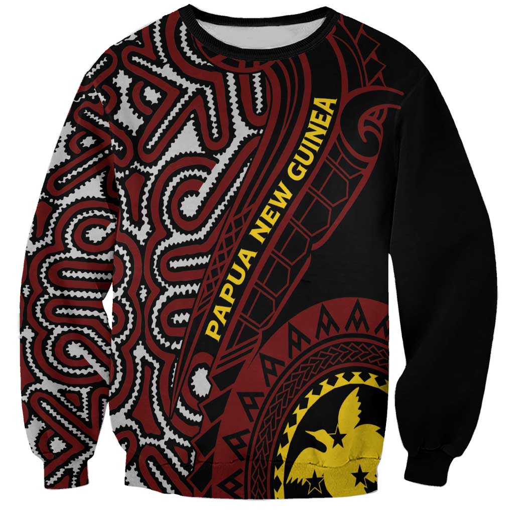 Papua New Guinea Oro Tapa Motif Sweatshirt Special LT7 Unisex Black - Polynesian Pride