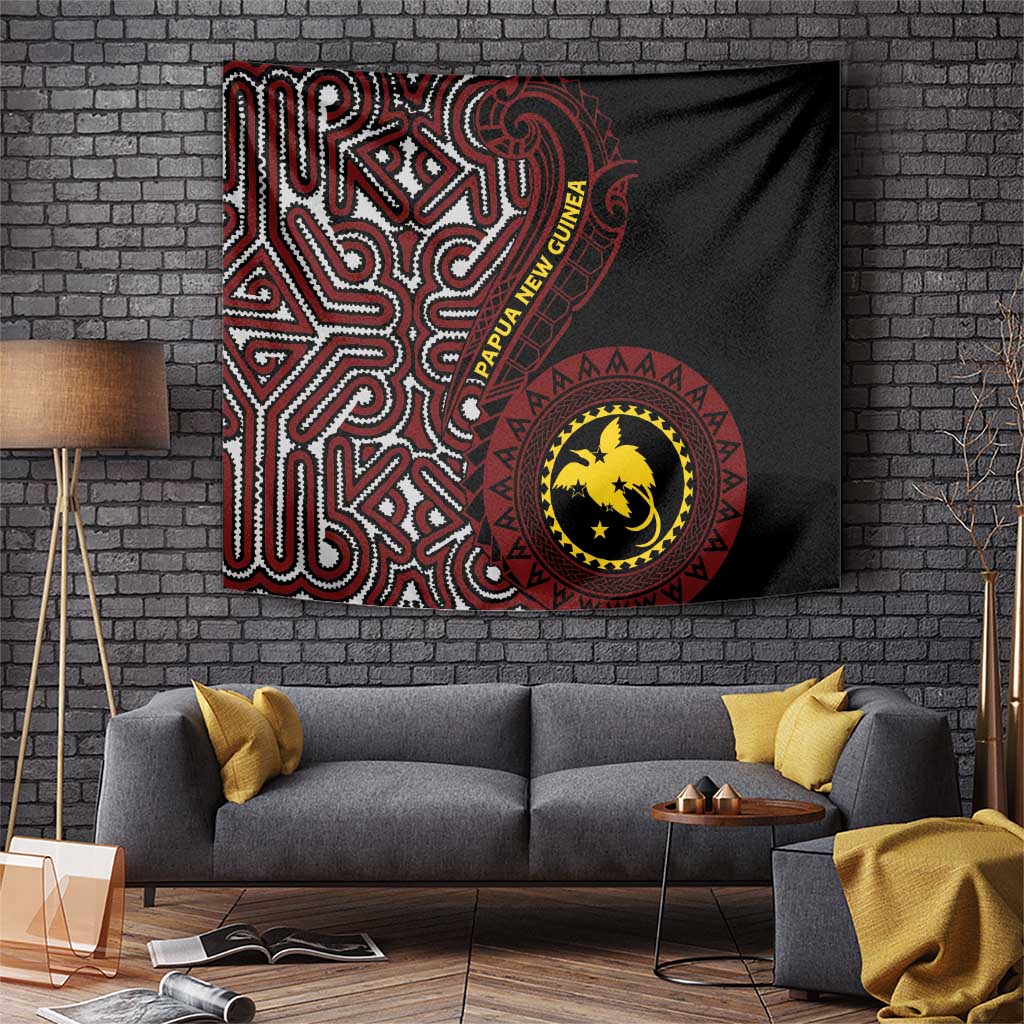 Papua New Guinea Oro Tapa Motif Tapestry Special LT7 Black - Polynesian Pride