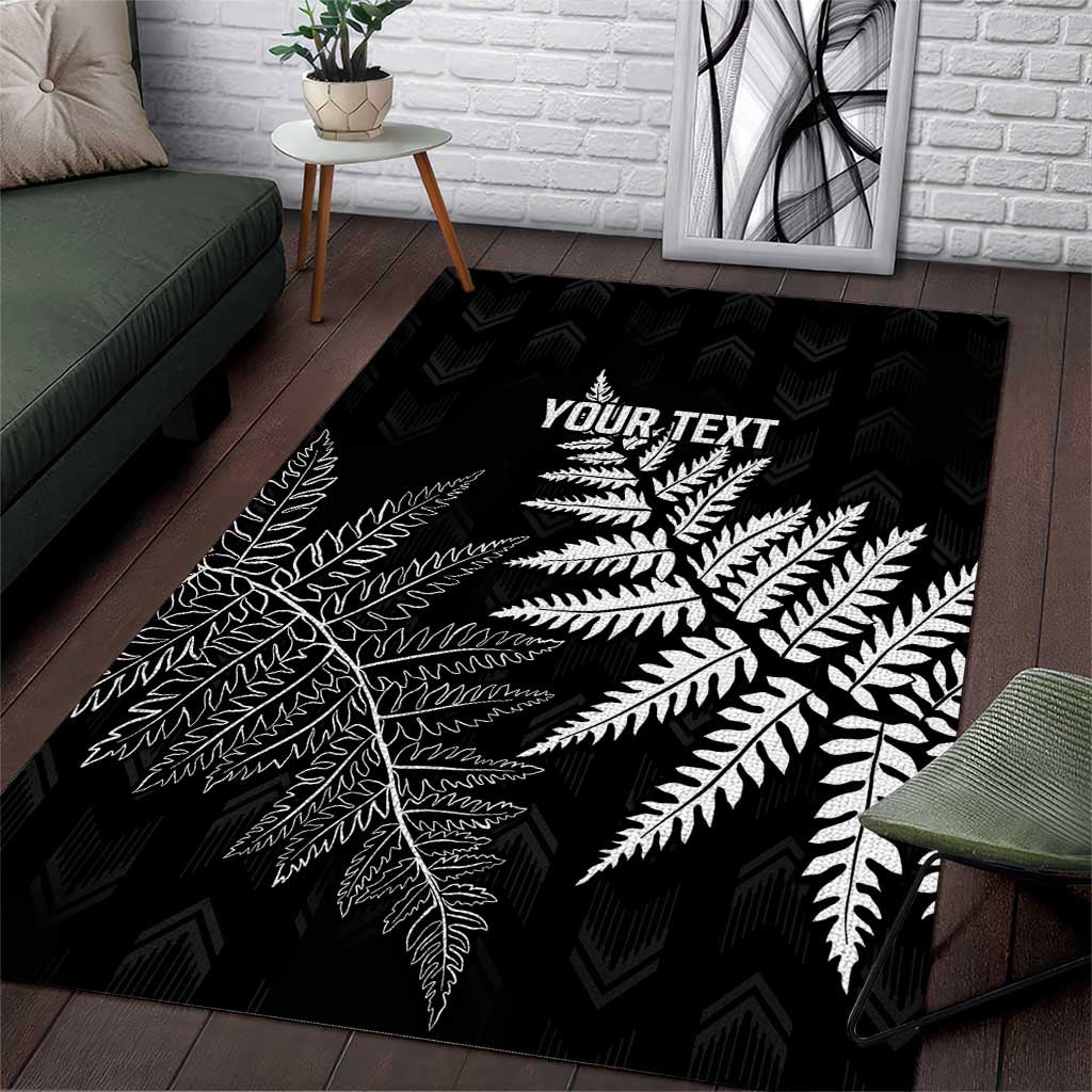 New Zealand Lawn Bowls Personalized Area Rug Wrap-Around Silver Fern LT7 Black - Polynesian Pride