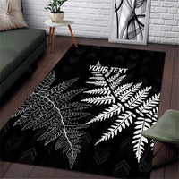 New Zealand Lawn Bowls Personalized Area Rug Wrap-Around Silver Fern LT7 Black - Polynesian Pride