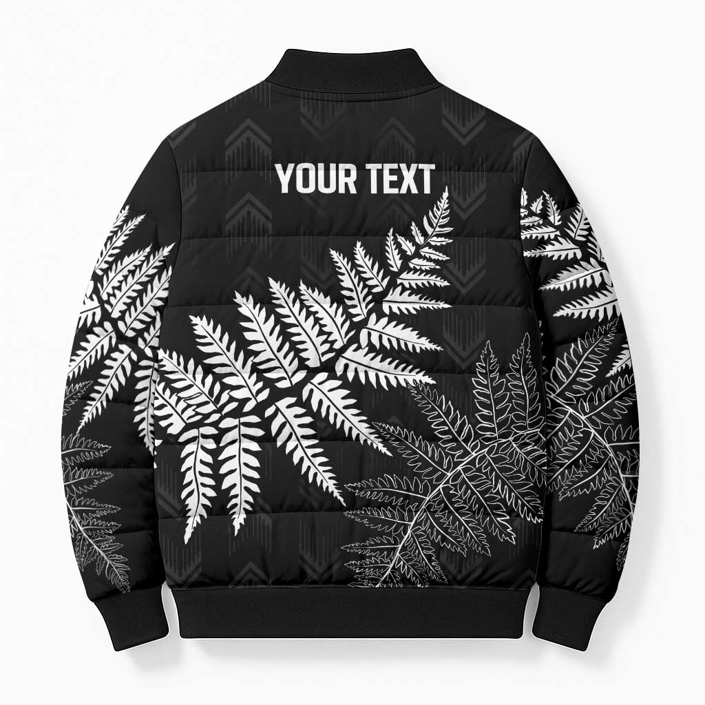 New Zealand Lawn Bowls Personalized Bomber Puffer Jacket Wrap-Around Silver Fern LT7 - Polynesian Pride