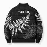 New Zealand Lawn Bowls Personalized Bomber Puffer Jacket Wrap-Around Silver Fern LT7 - Polynesian Pride