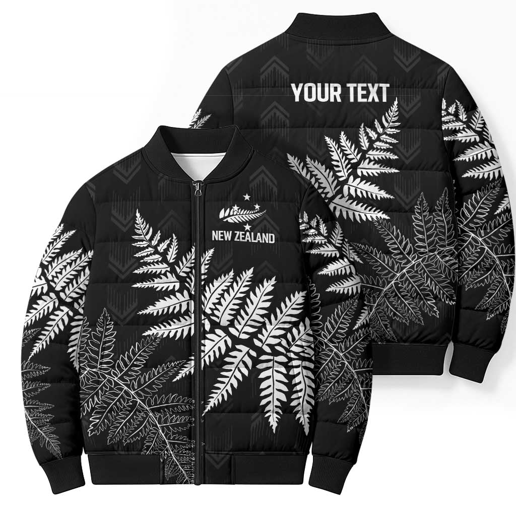 New Zealand Lawn Bowls Personalized Bomber Puffer Jacket Wrap-Around Silver Fern LT7 - Polynesian Pride