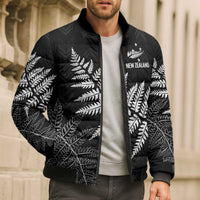 New Zealand Lawn Bowls Personalized Bomber Puffer Jacket Wrap-Around Silver Fern LT7 - Polynesian Pride