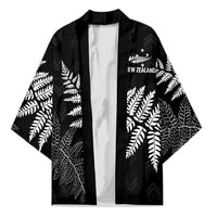 New Zealand Lawn Bowls Personalized Kimono Wrap-Around Silver Fern LT7 Unisex Black - Polynesian Pride
