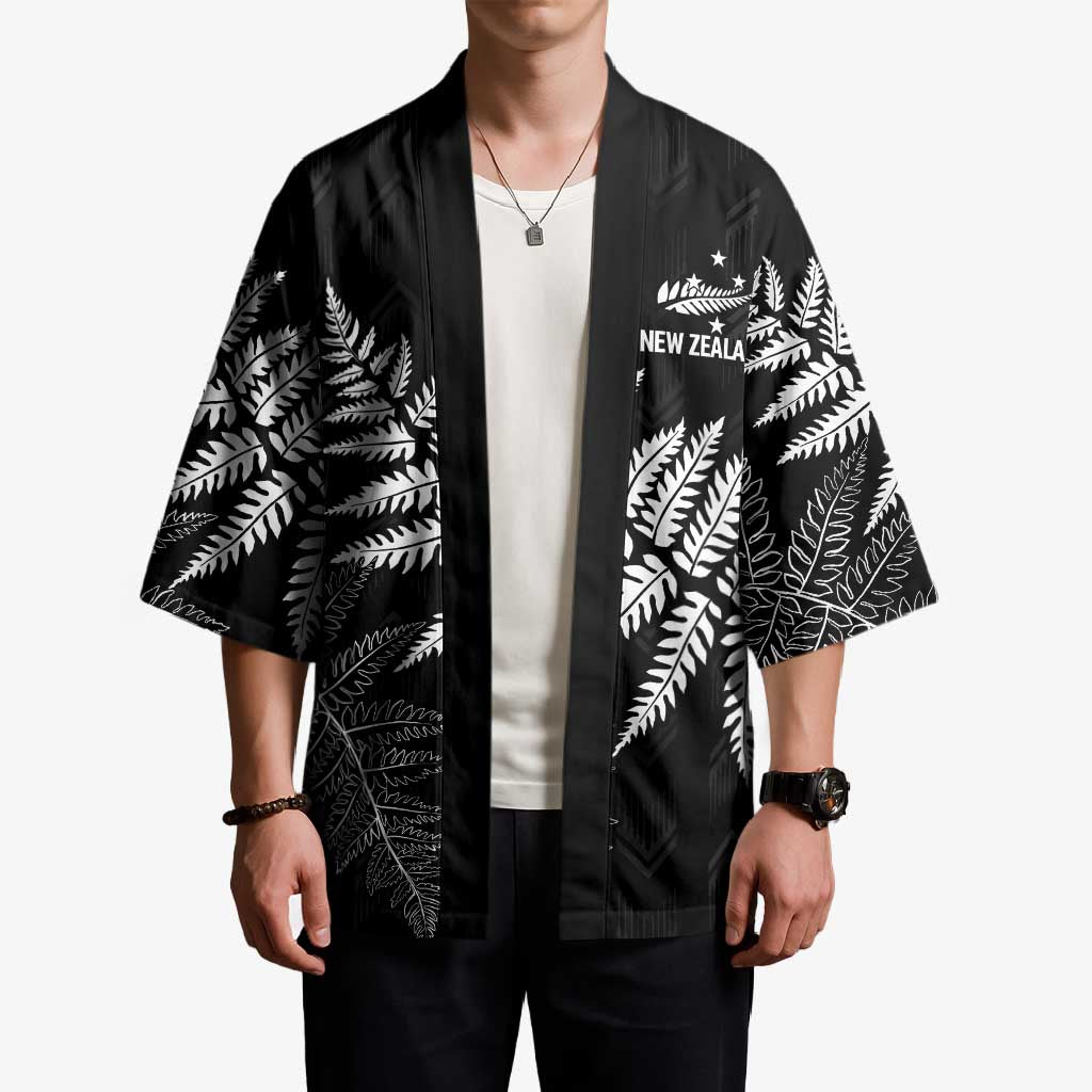 New Zealand Lawn Bowls Personalized Kimono Wrap-Around Silver Fern LT7 - Polynesian Pride
