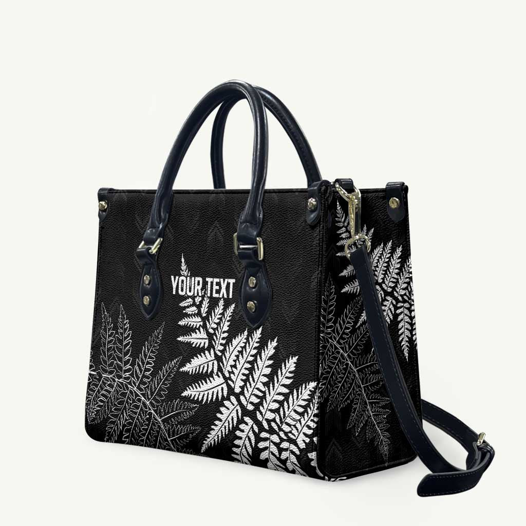 New Zealand Lawn Bowls Personalized Leather Bag Wrap-Around Silver Fern LT7 Black - Polynesian Pride