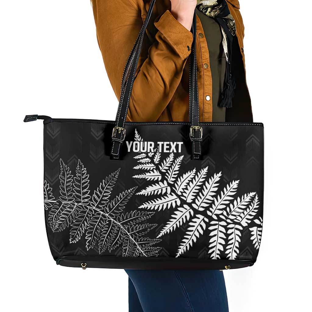 New Zealand Lawn Bowls Personalized Leather Tote Bag Wrap-Around Silver Fern LT7 - Polynesian Pride