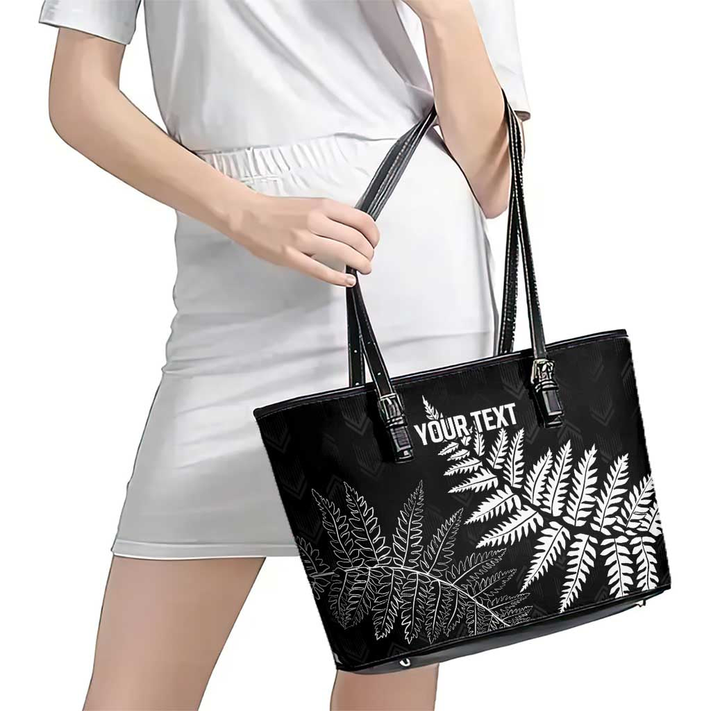 New Zealand Lawn Bowls Personalized Leather Tote Bag Wrap-Around Silver Fern LT7 - Polynesian Pride