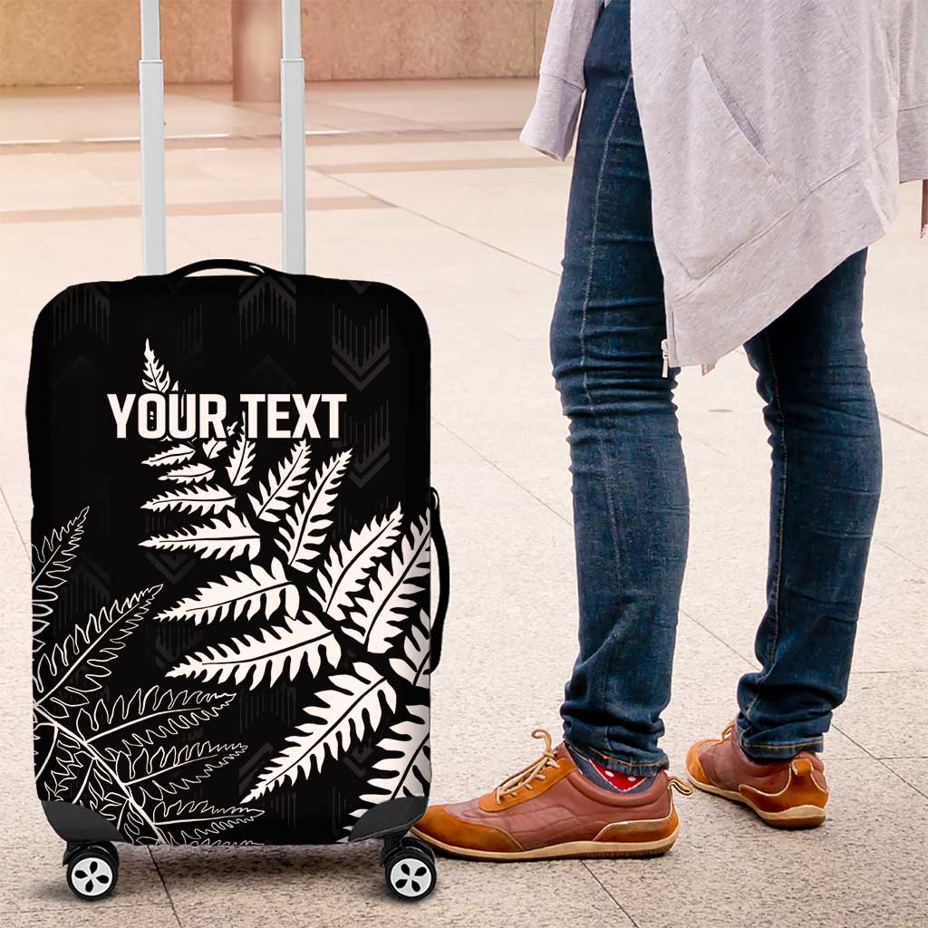 New Zealand Lawn Bowls Personalized Luggage Cover Wrap-Around Silver Fern LT7 Black - Polynesian Pride