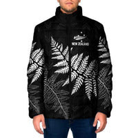 New Zealand Lawn Bowls Personalized Padded Jacket Wrap-Around Silver Fern LT7 Men Black - Polynesian Pride
