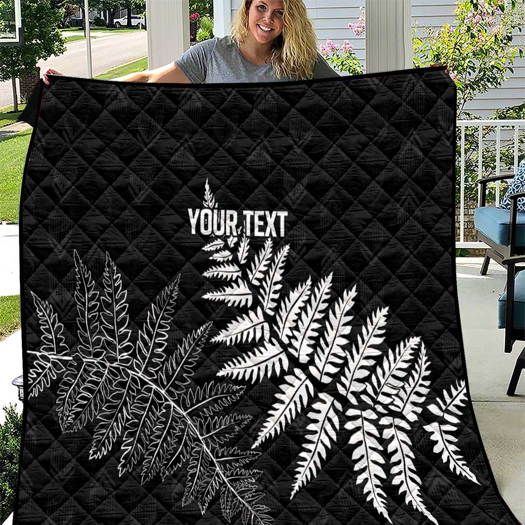 New Zealand Lawn Bowls Personalized Quilt Wrap-Around Silver Fern LT7 Black - Polynesian Pride